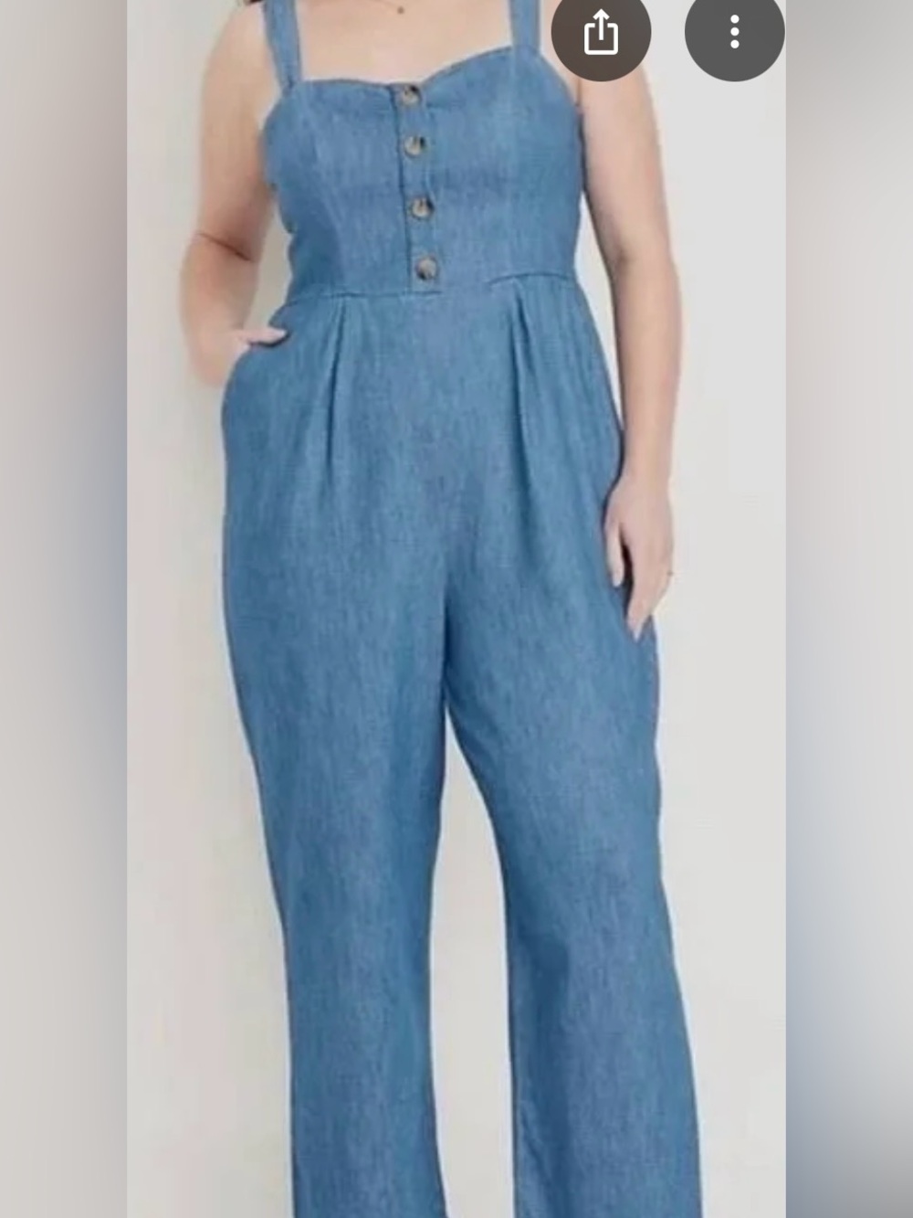 Old Navy Blue Denim Button-Front Jumpsuit